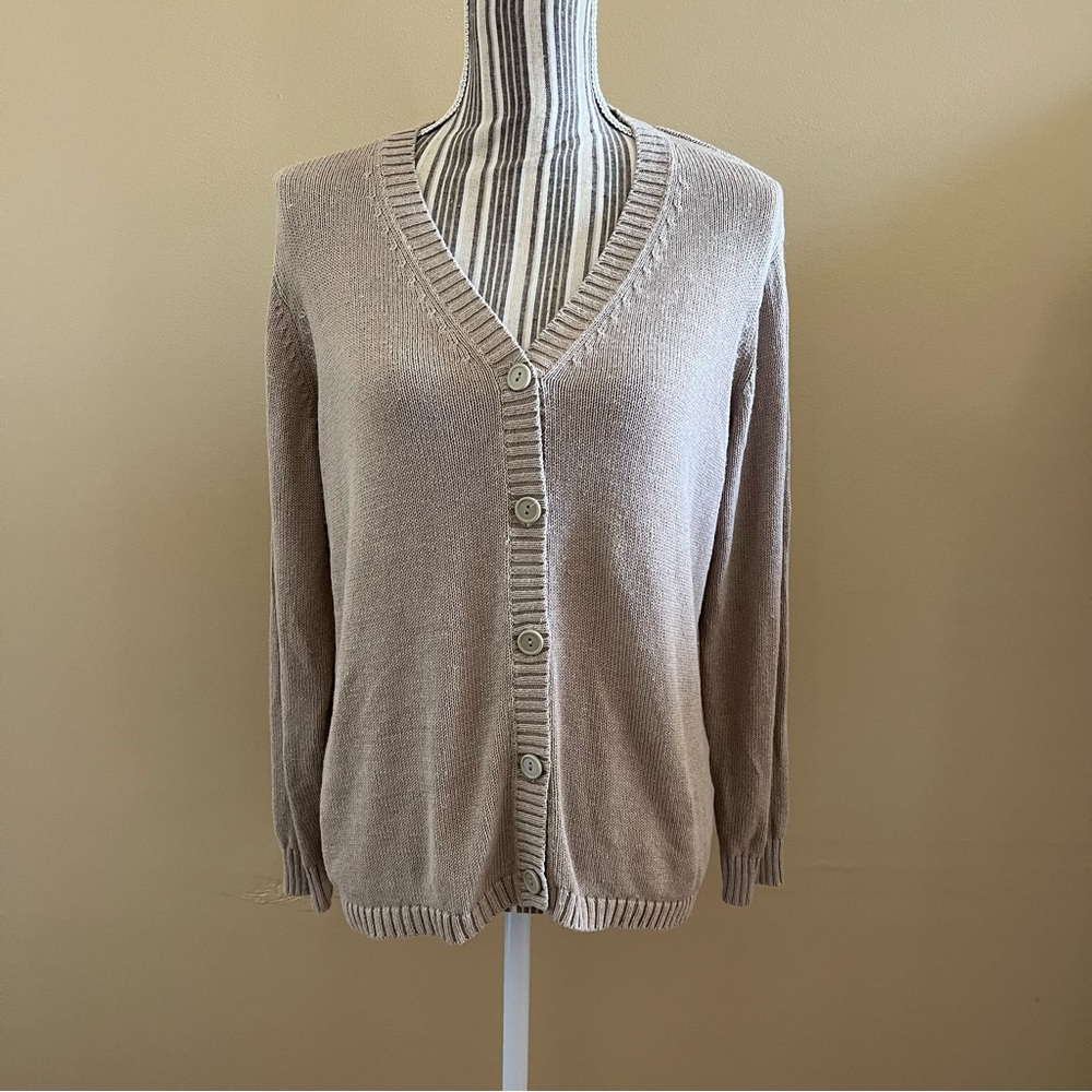 Nordstrom Women’s Vintage Long Sleeve Linen Blend Button Up Cardigan Sweater L - Picture 5 of 11